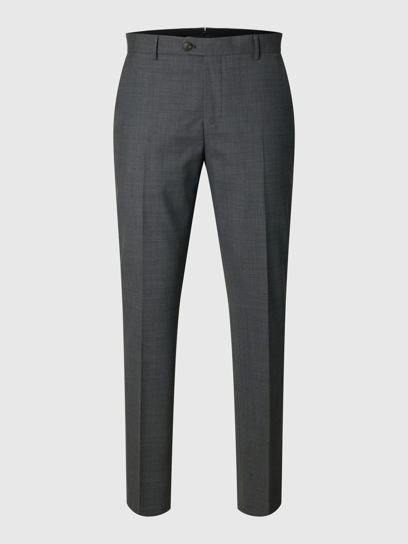 WOOL BLEND  SUIT TROUSERS, Dark Grey, highres