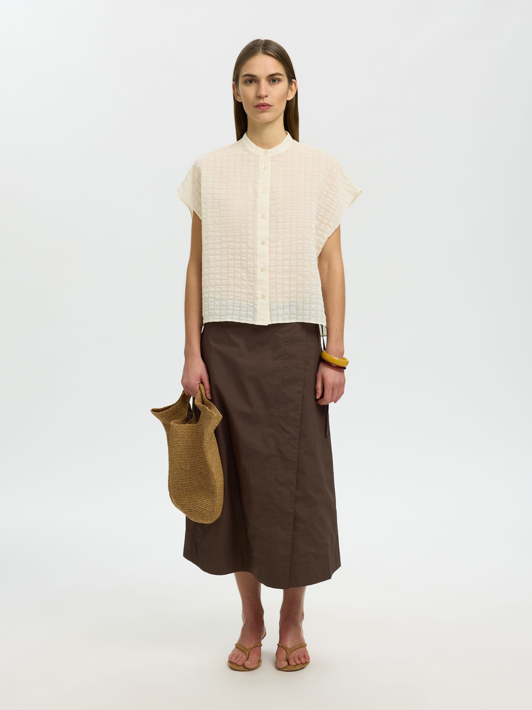 OVERSIZED SHORT SLEEVED SHIRT, Egret, highres