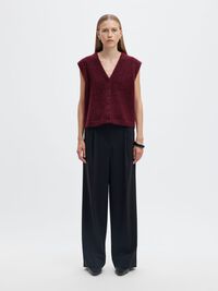 WOOL BLEND KNITTED VEST, Tawny Port, highres