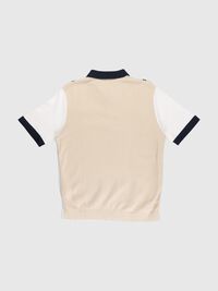 KNITTED POLO SHIRT, Egret, highres