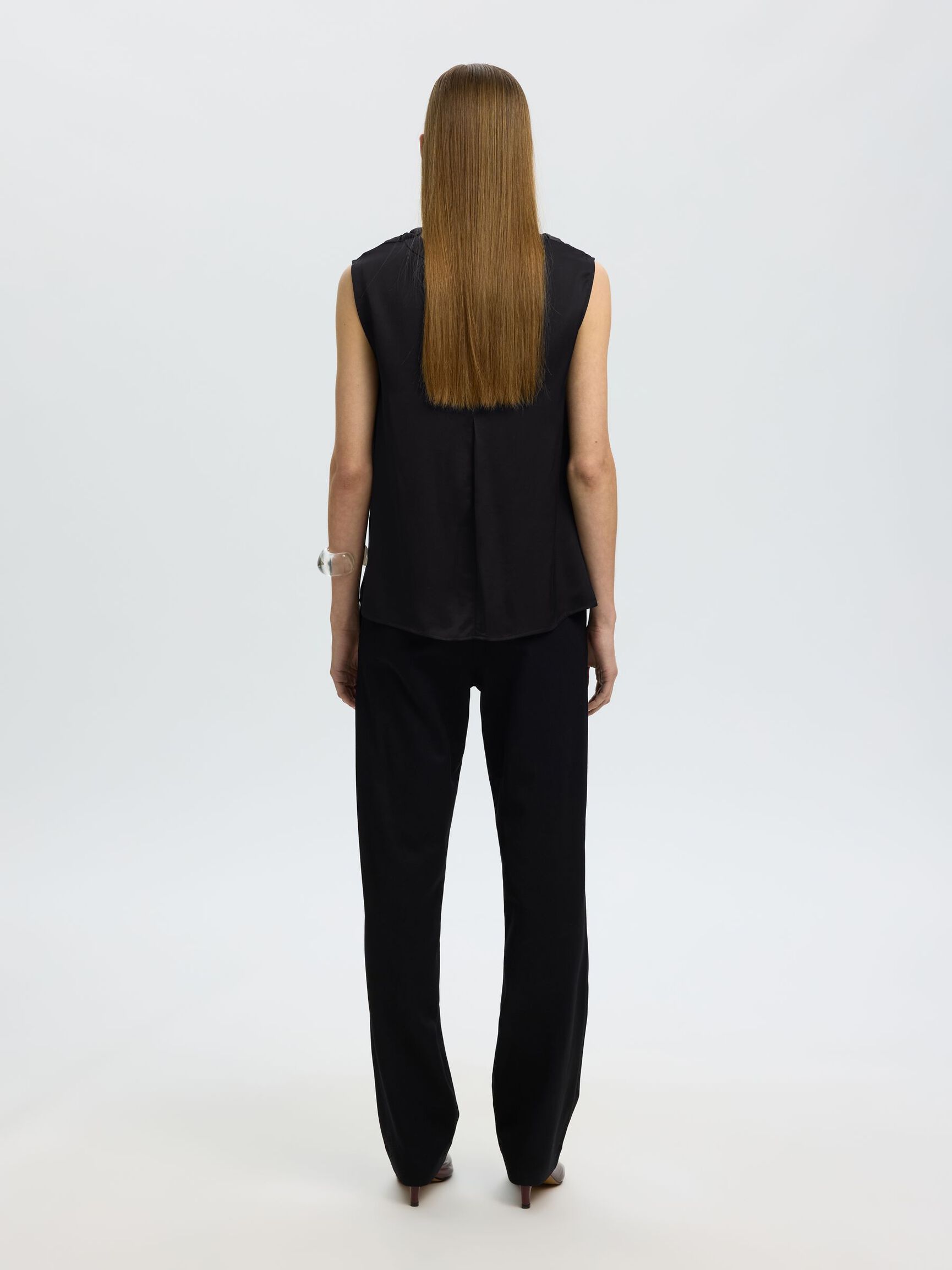 COWL NECK TOP, Black, highres
