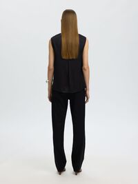 COWL NECK TOP, Black, highres
