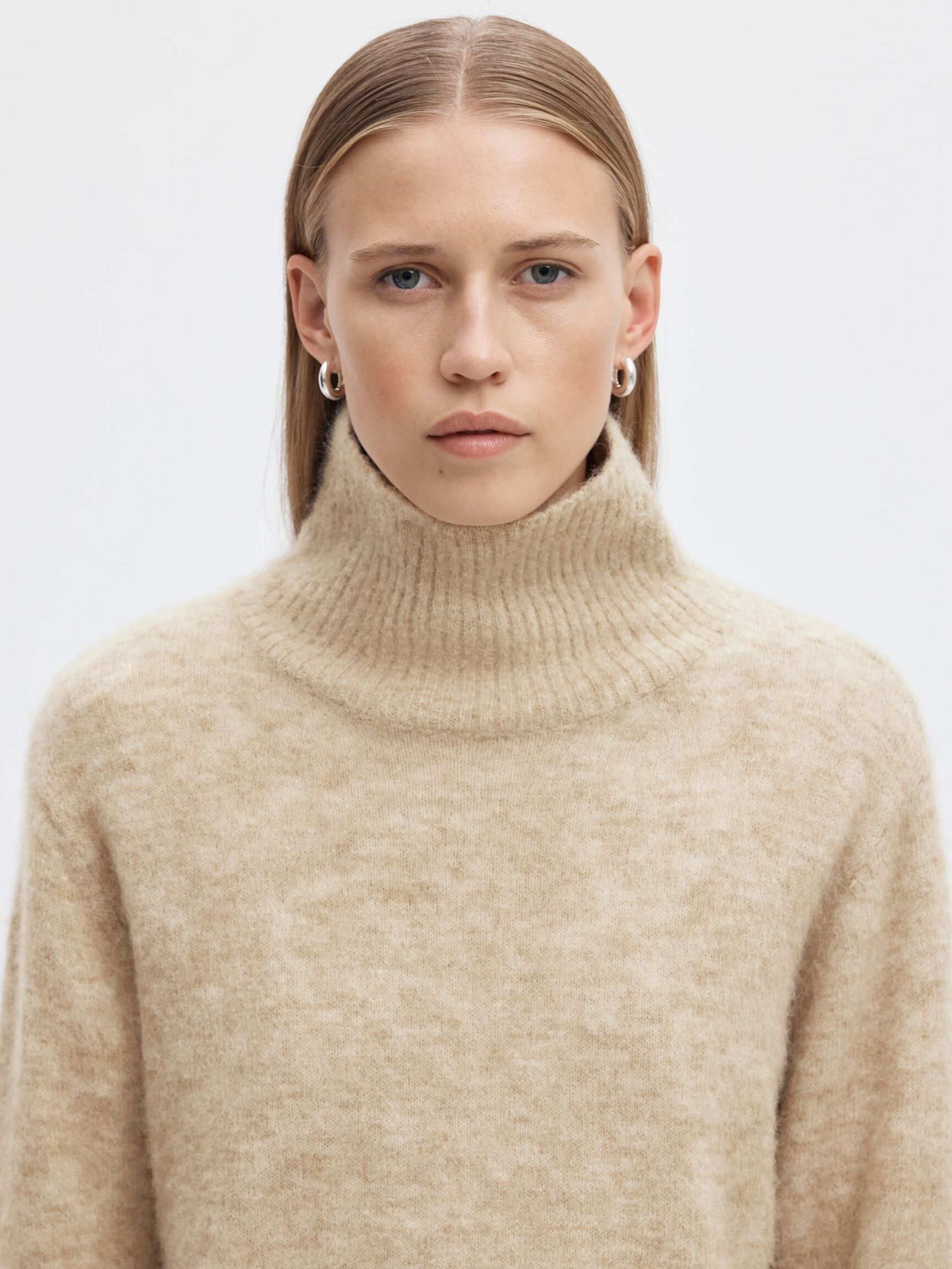 WOOL BLEND HIGH-NECK JUMPER, Island Fossil, highres