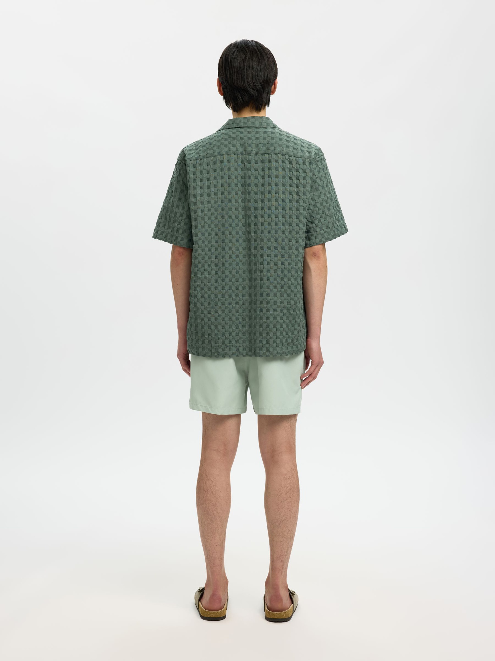 TEXTURED SHORT SLEEVED SHIRT, Balsam Green, highres
