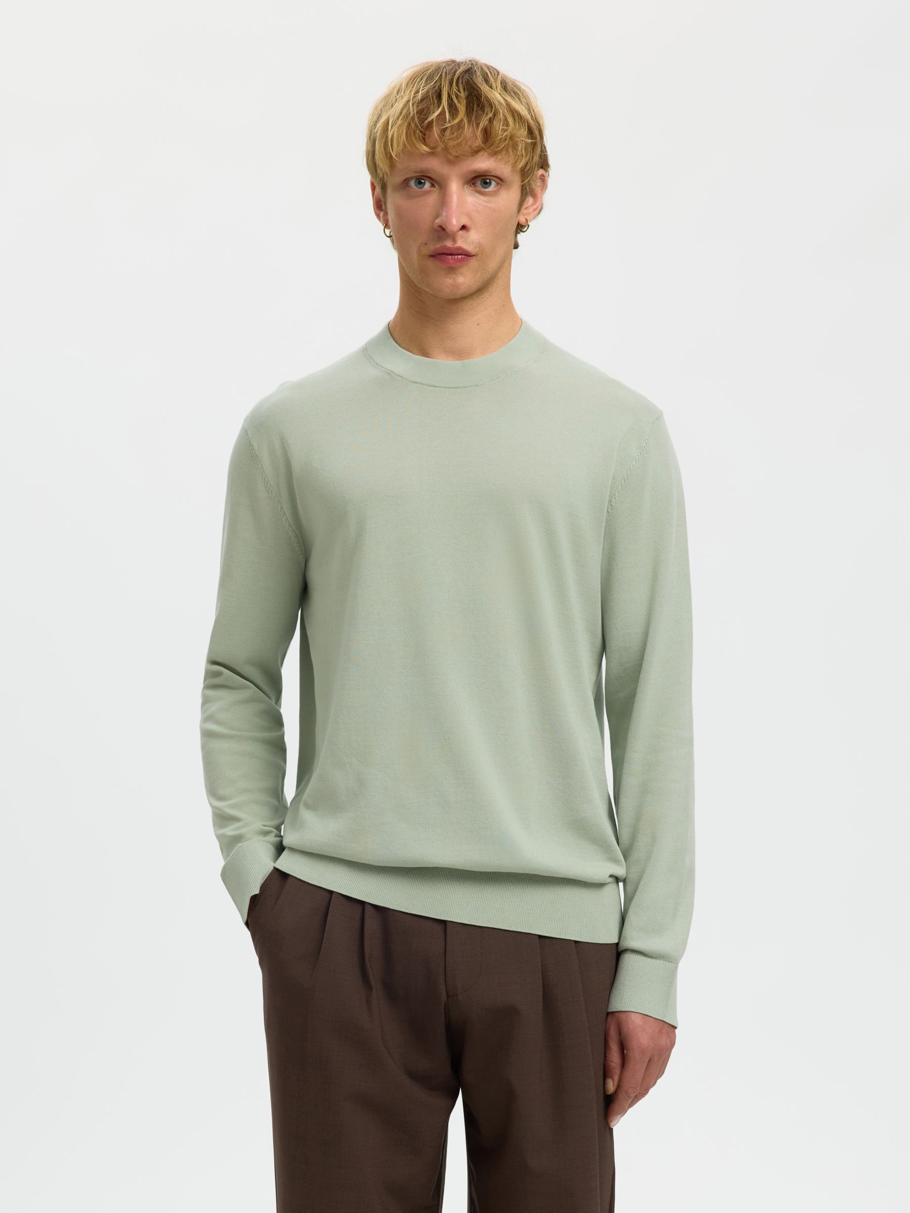 BAUMWOLL PULLOVER, Aqua Gray, highres