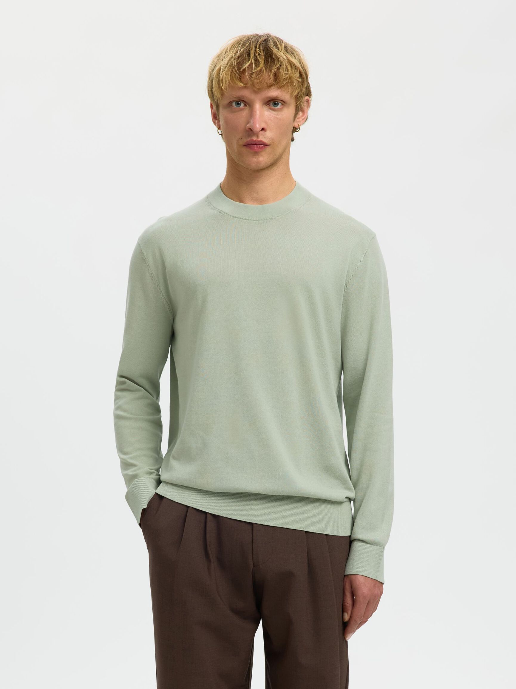 BAUMWOLL PULLOVER, Aqua Gray, highres