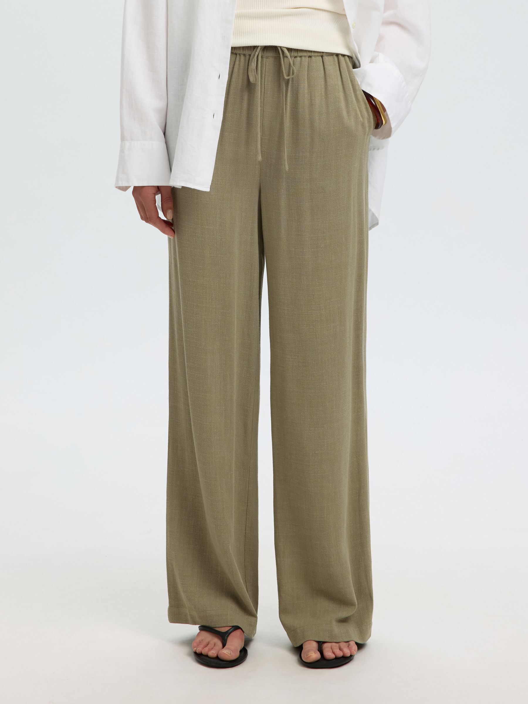 VISCOSE BLEND TROUSERS, Vetiver, highres