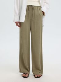 VISCOSE BLEND TROUSERS, Vetiver, highres