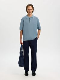 COUPE DÉCONTRACTÉE POLO EN MAILLE, Dusty Blue, highres