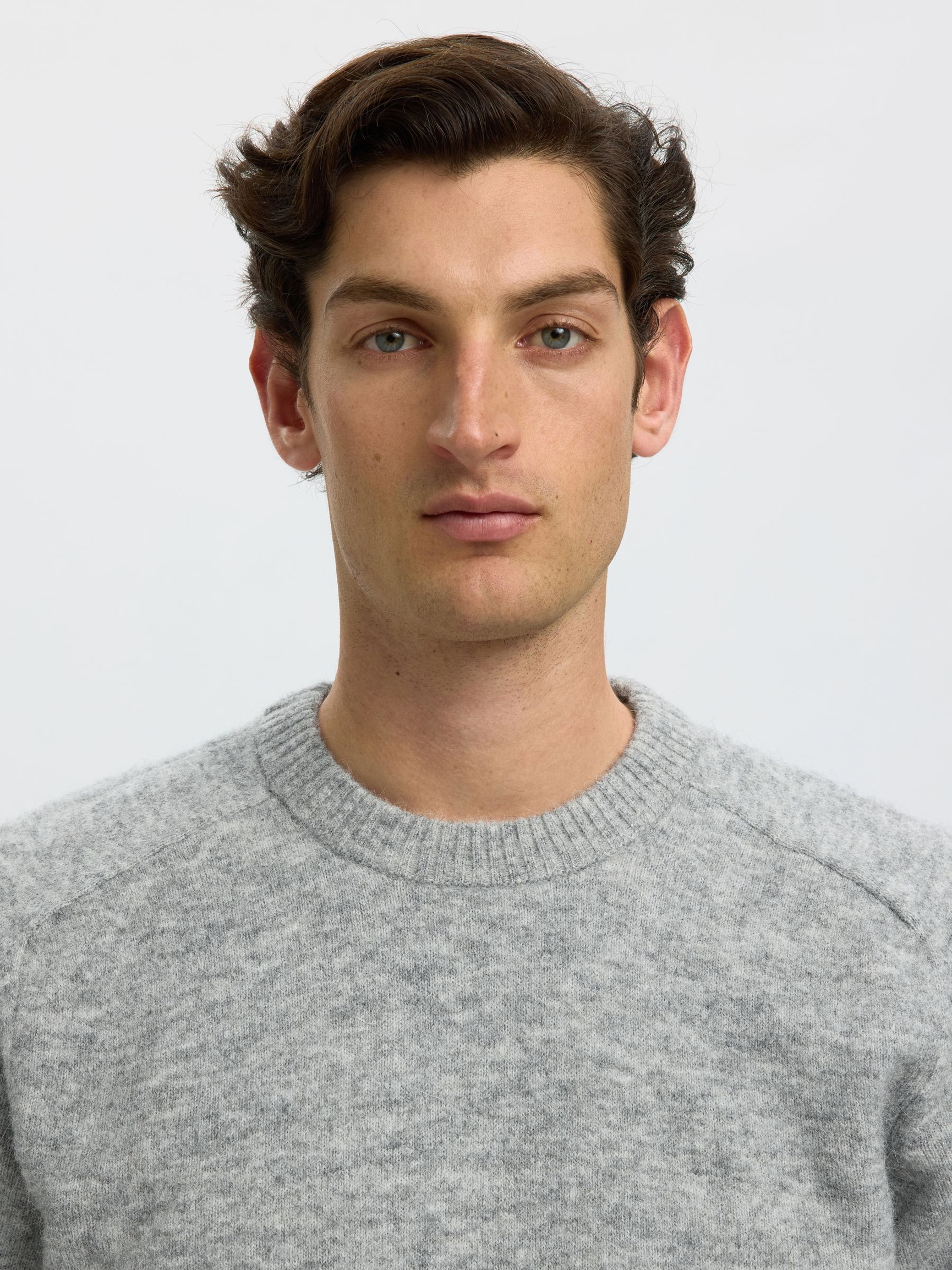 LONG-SLEEVED PULLOVER, Light Grey Melange, highres