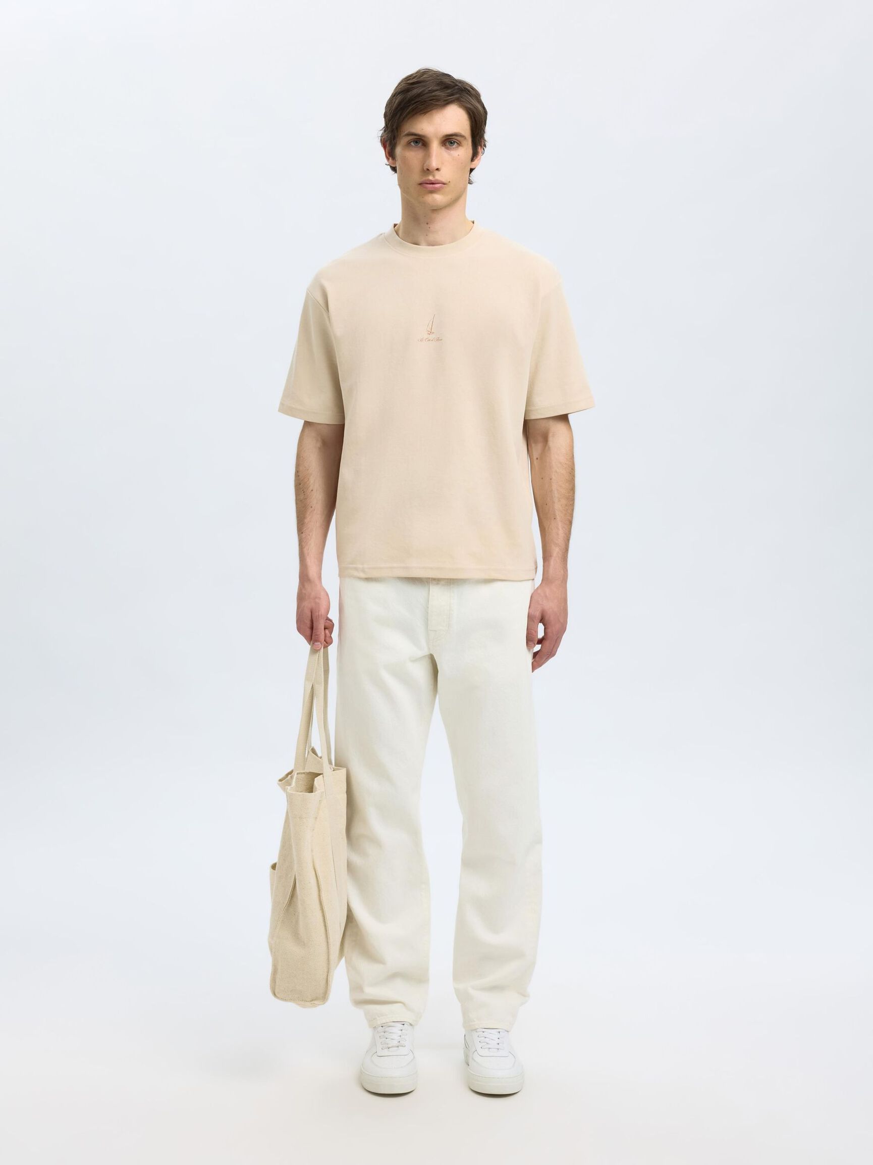 LOOSE FIT PRINTED T-SHIRT, Oatmeal, highres