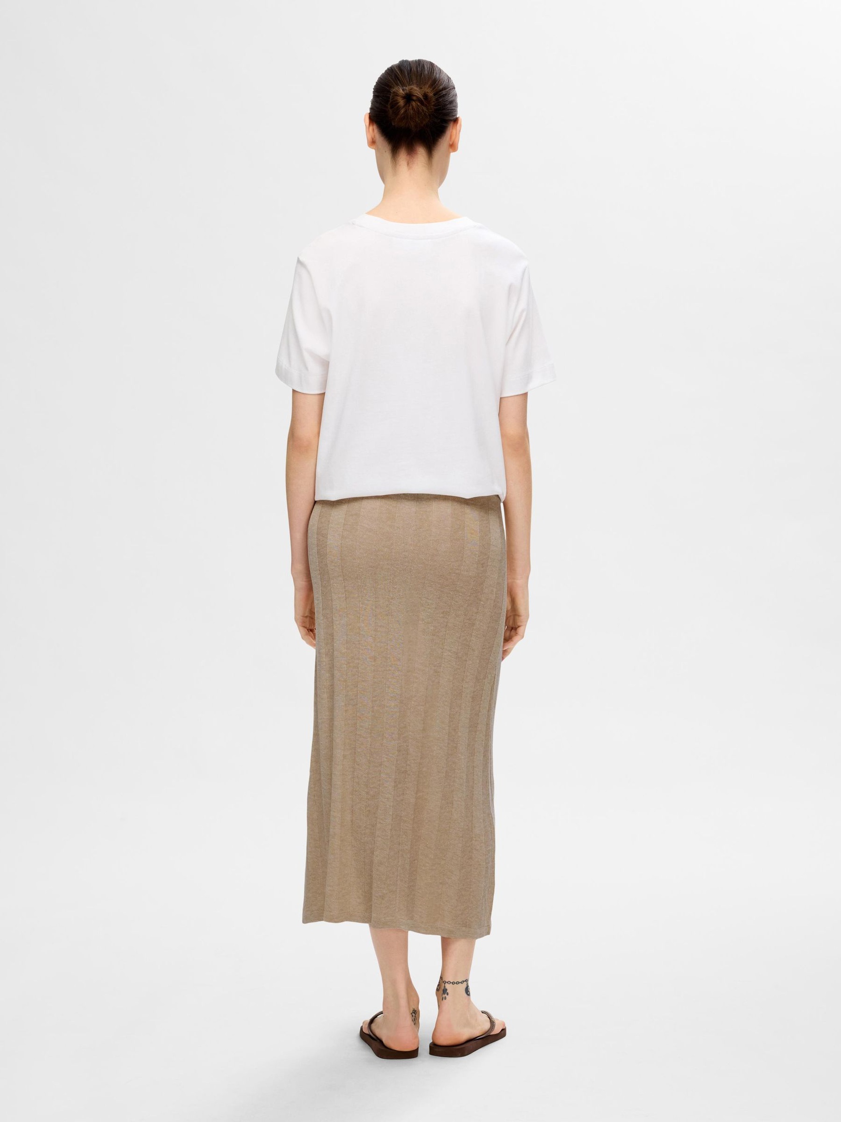 KNITTED MIDI SKIRT, Humus, highres