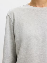 LONG-SLEEVED BOXY T-SHIRT, Light Grey Melange, highres
