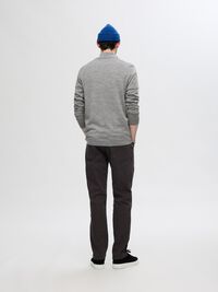 100% MERINO WOOL HALF-ZIP JUMPER, Medium Grey Melange, highres