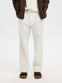 GEPLOOIDE LOOSE-FIT BROEK, Cloud Dancer, highres