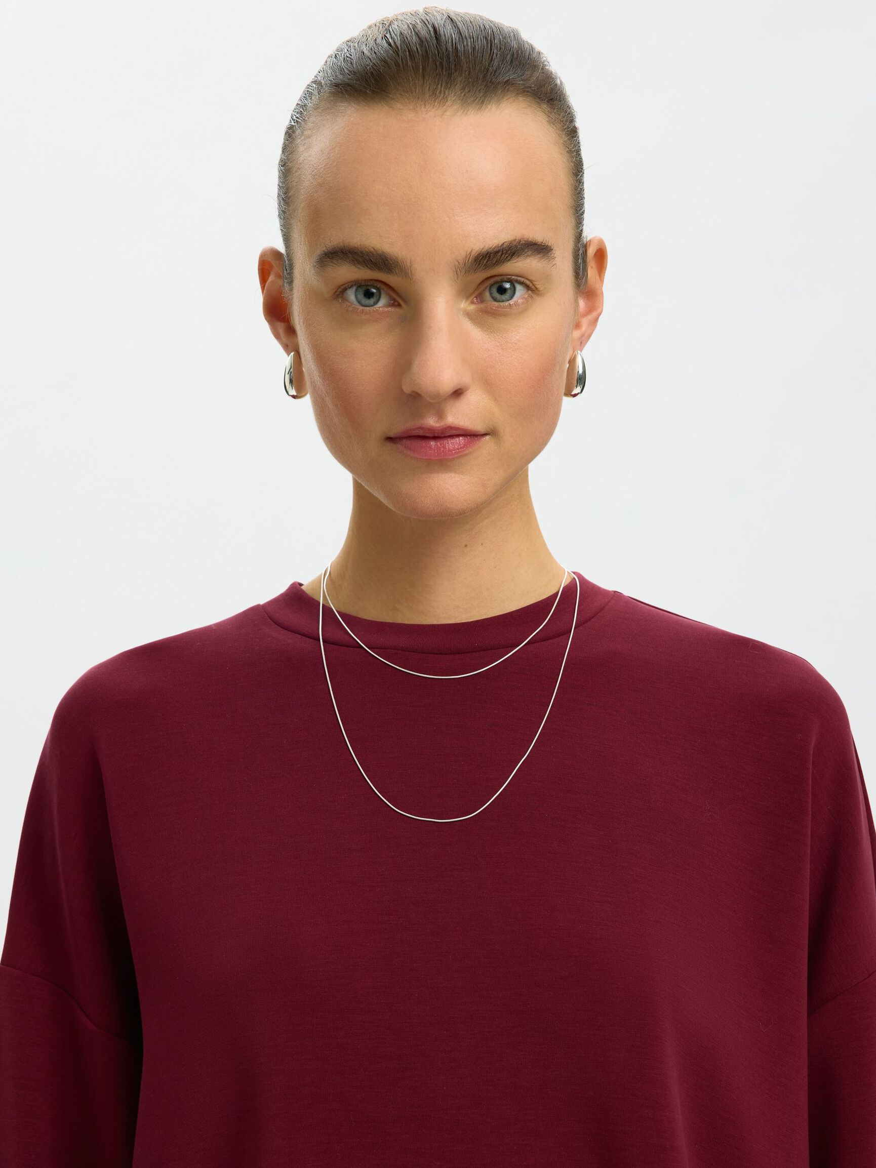 OVERSIZED LONG SLEEVED TOP, Tawny Port, highres