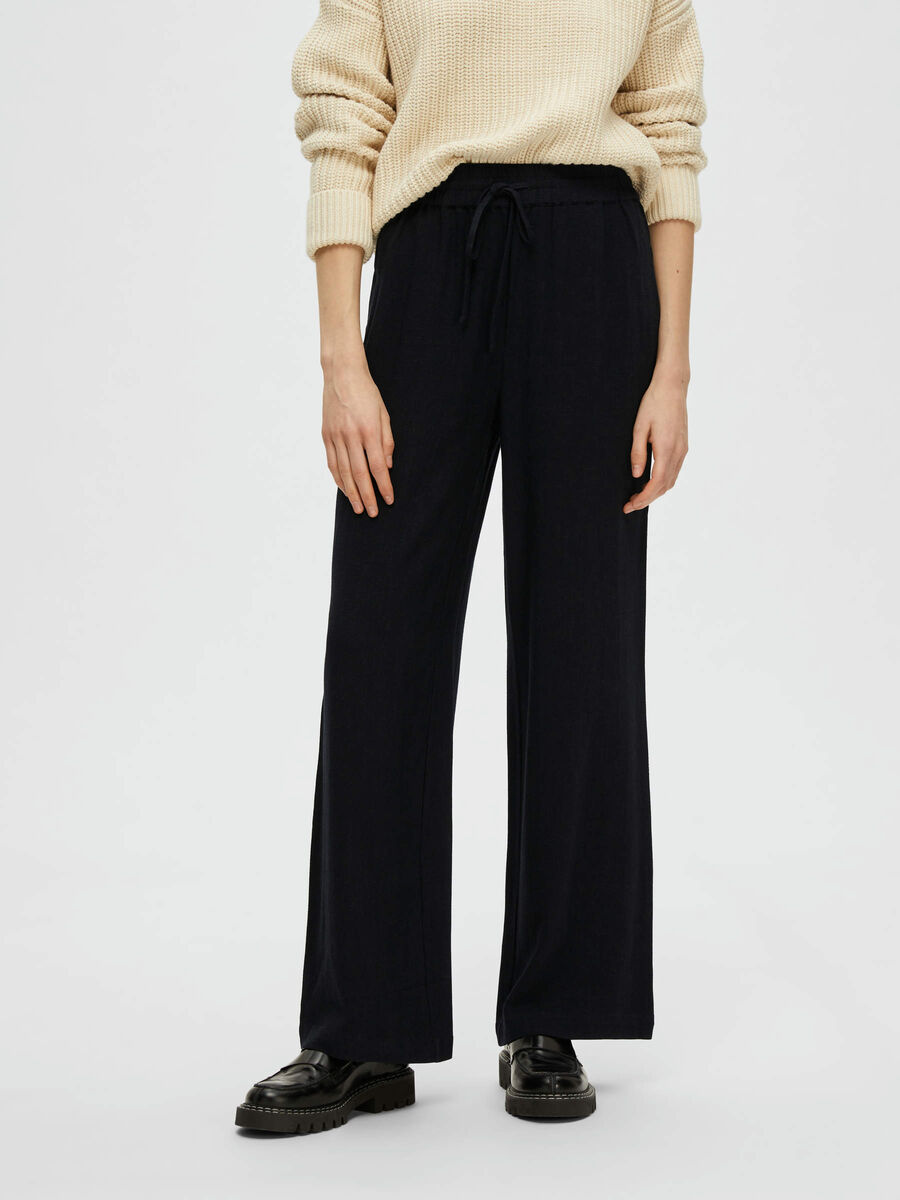 Selected VISCOSE BLEND TROUSERS, Black, highres - 16089062_Black_003.jpg