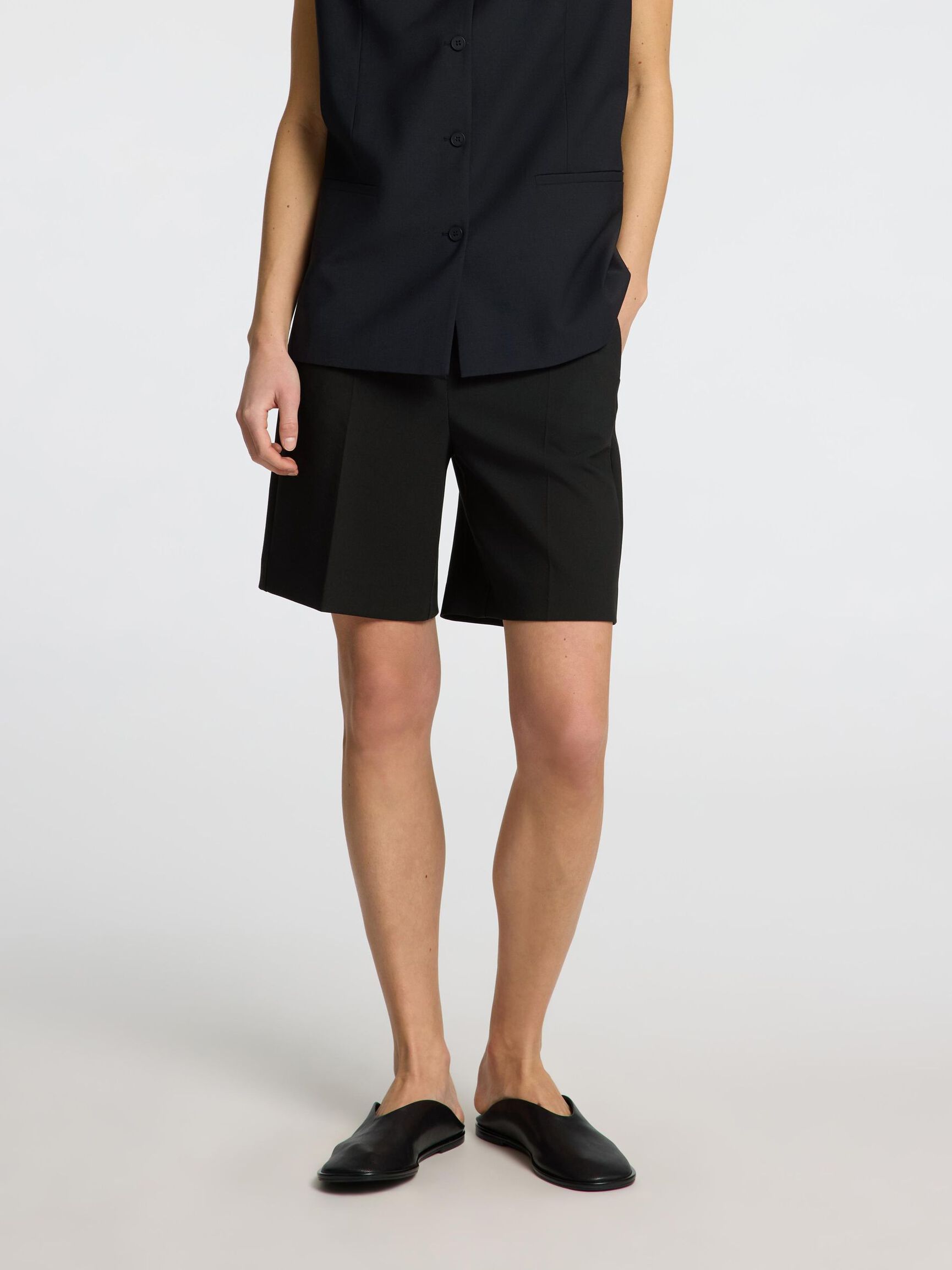 TAILORED  HIGH WAISTED SHORTS, Black, highres