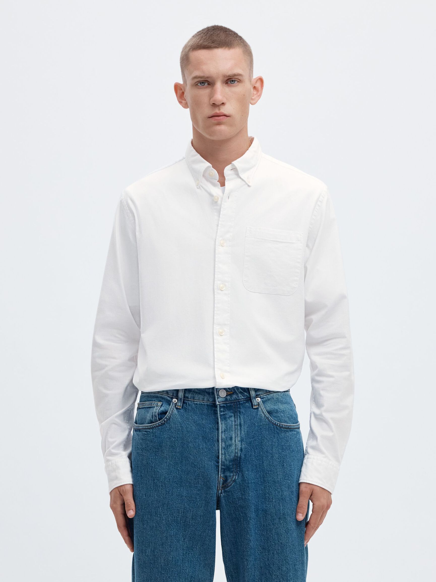 OXFORD LONG SLEEVED SHIRT, White, highres