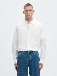 OXFORD LONG SLEEVED SHIRT, White, highres