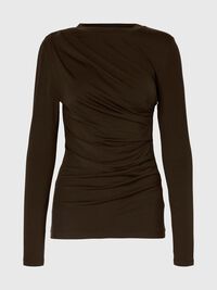 DRAPED LONG SLEEVED TOP, Delicioso, highres