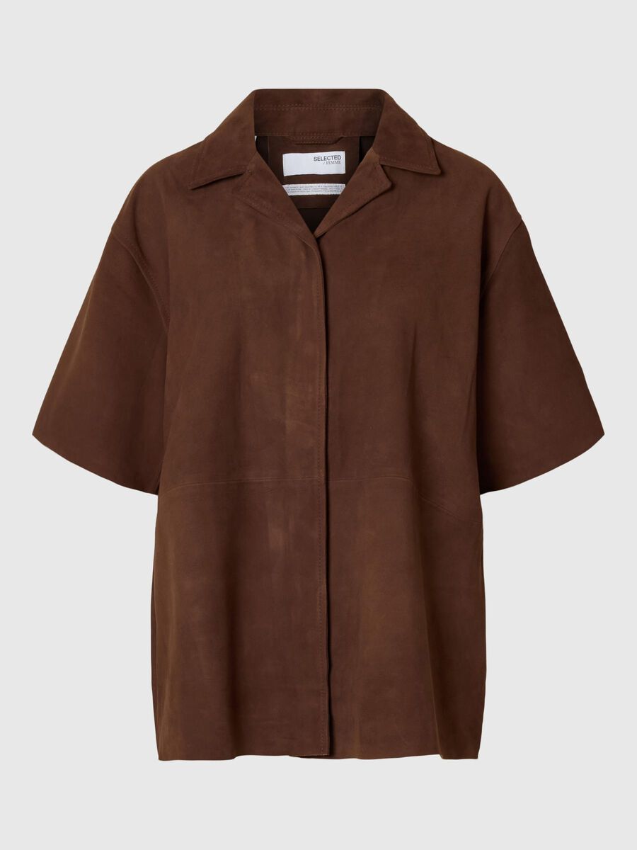 Selected 100% WILDLEDER KURZARMHEMD, Chestnut, highres - 16098034_Chestnut_001.jpg