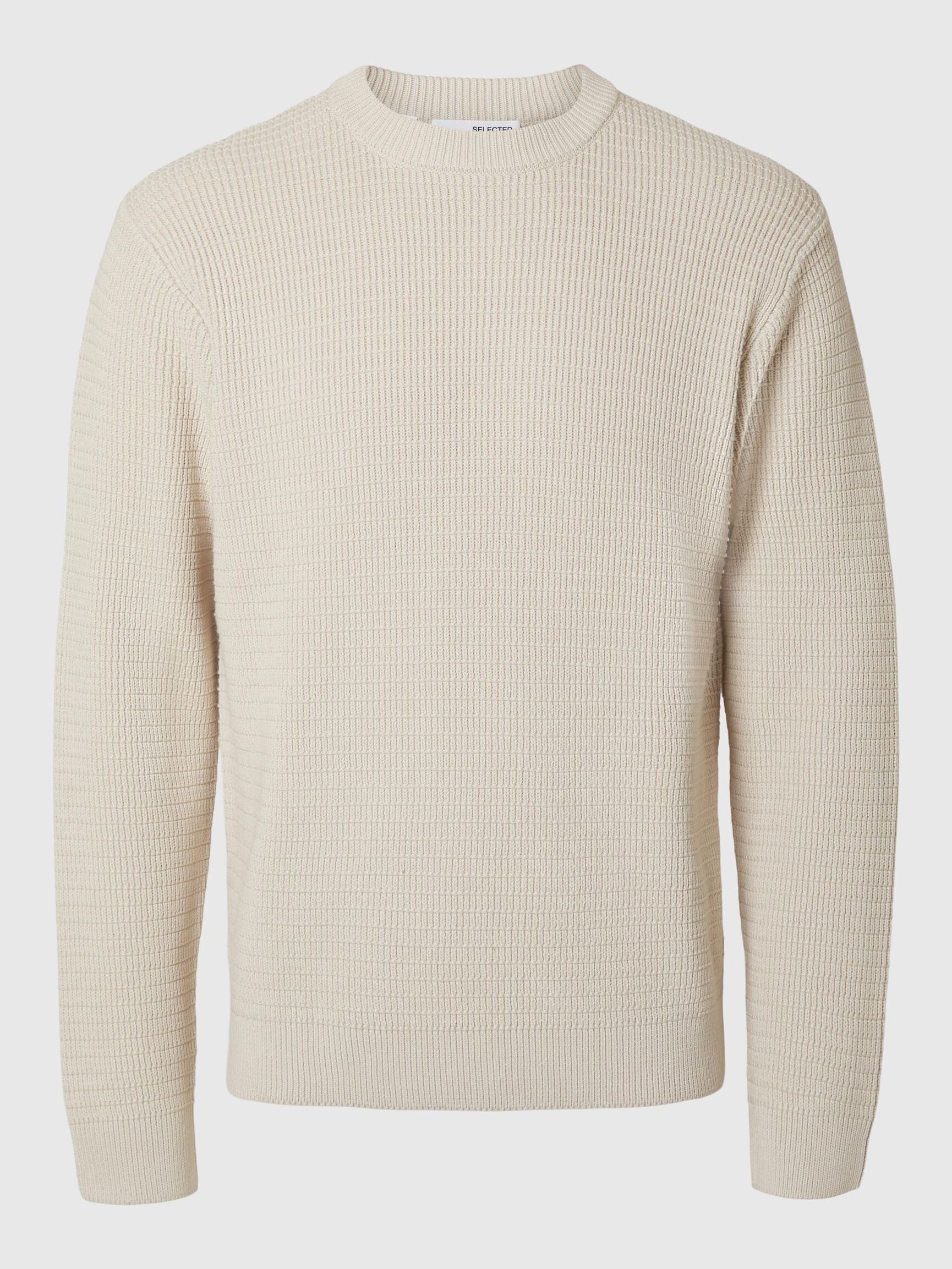 STRUCTURED CREWNECK JUMPER, Oatmeal, highres
