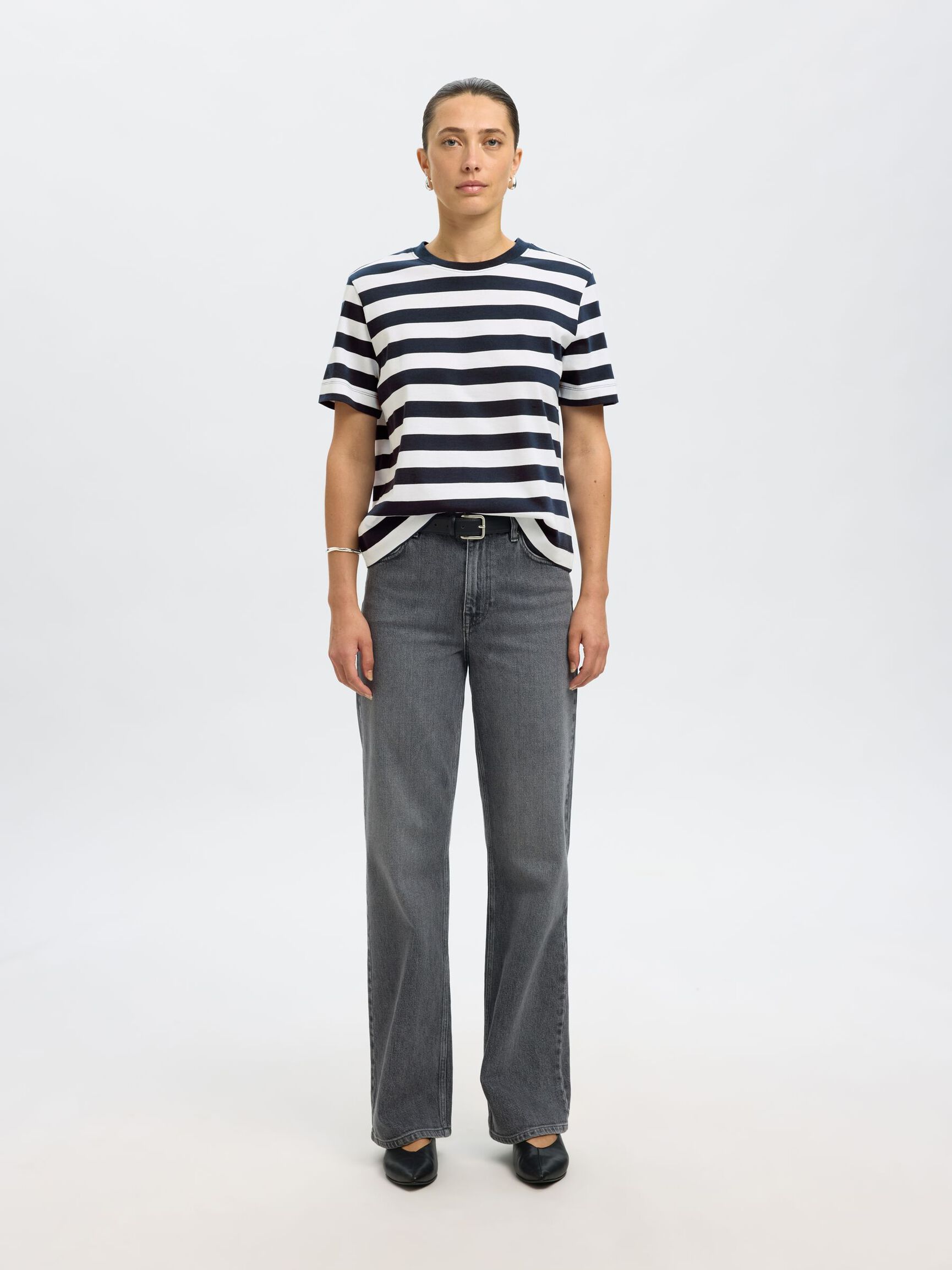 STRIPED BOXY FIT T-SHIRT, Dark Sapphire, highres