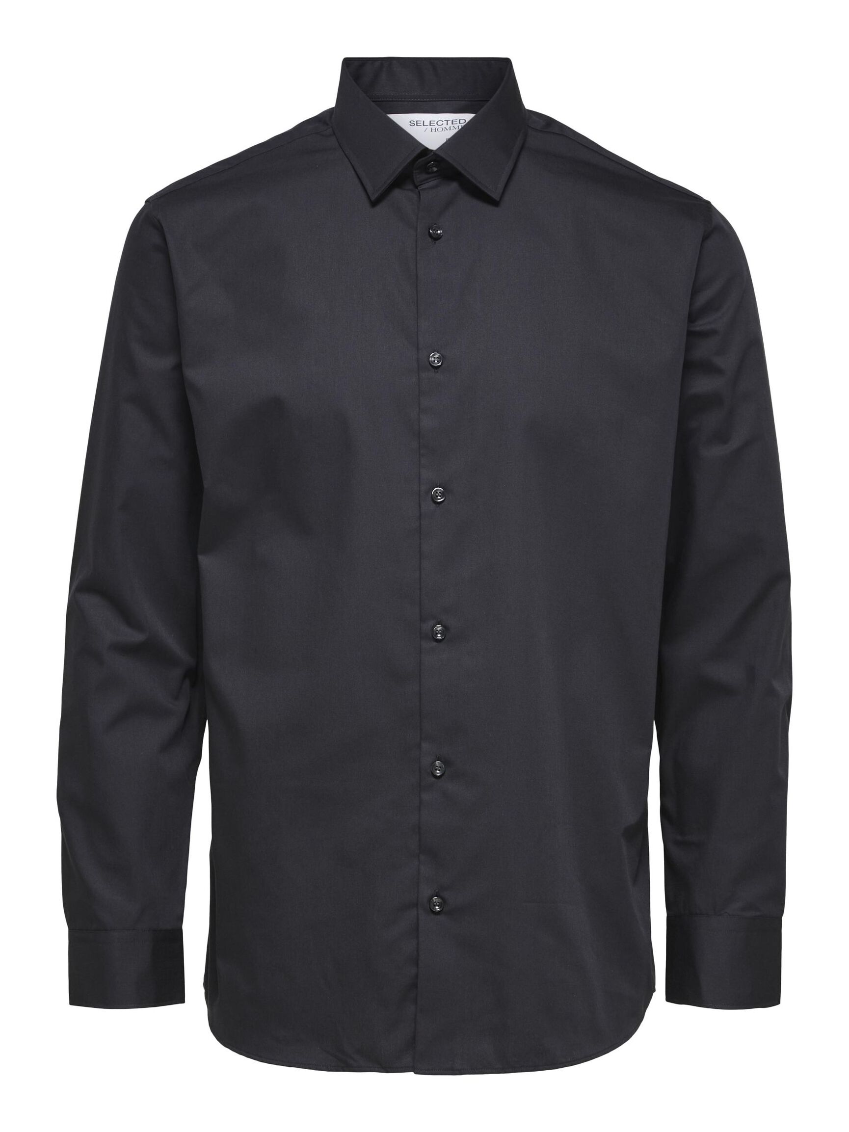 LONG-SLEEVED SLIM FIT SHIRT, Black, highres