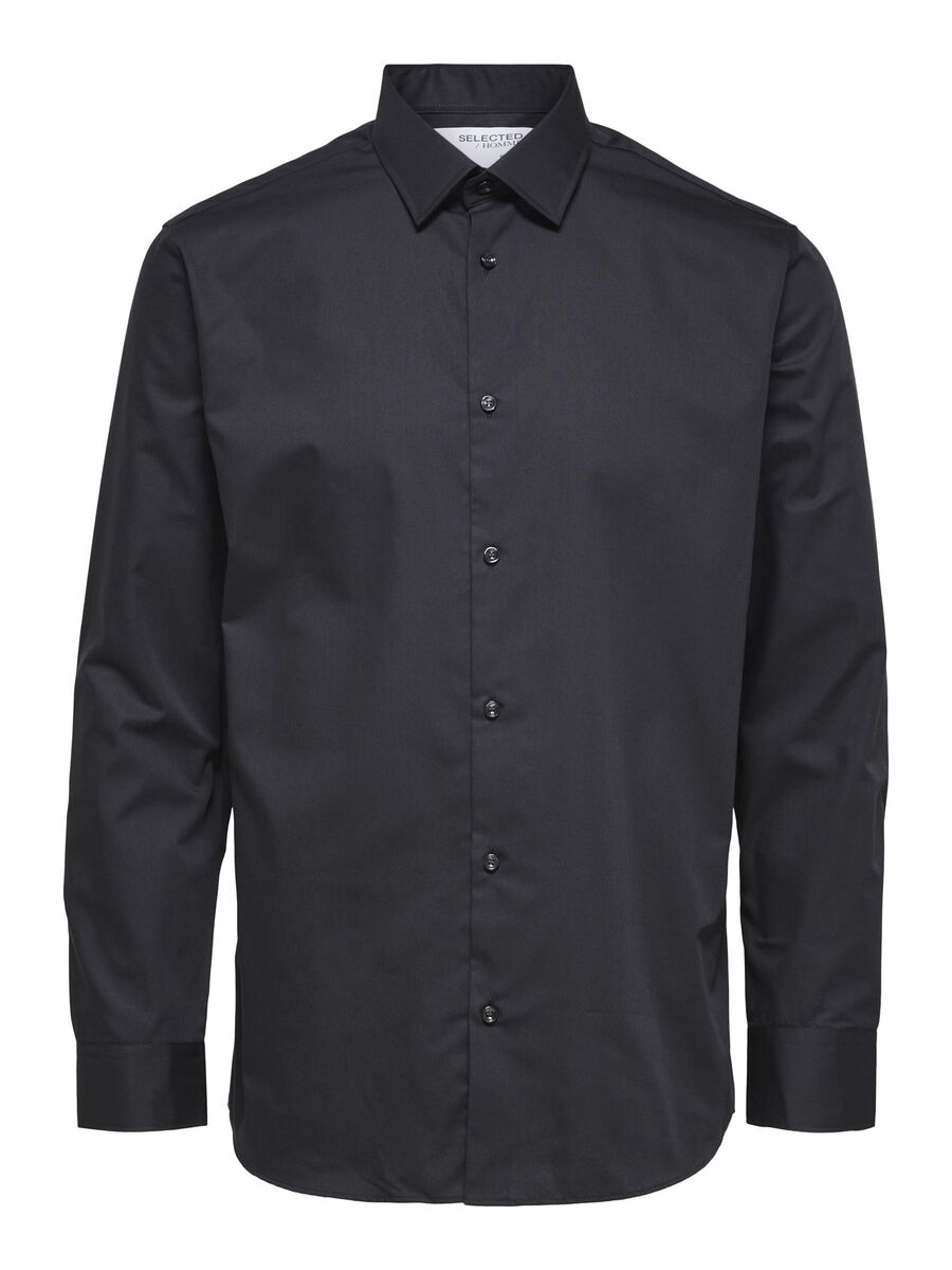 Selected LANGE MOUWEN SLIM FIT OVERHEMD, Black, highres - 16080200_Black_001.jpg