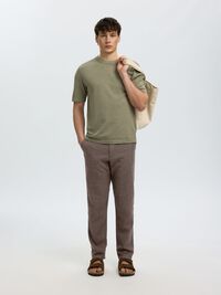 SLIM TAPERED LEINENMIX HOSE, Chocolate Torte, highres