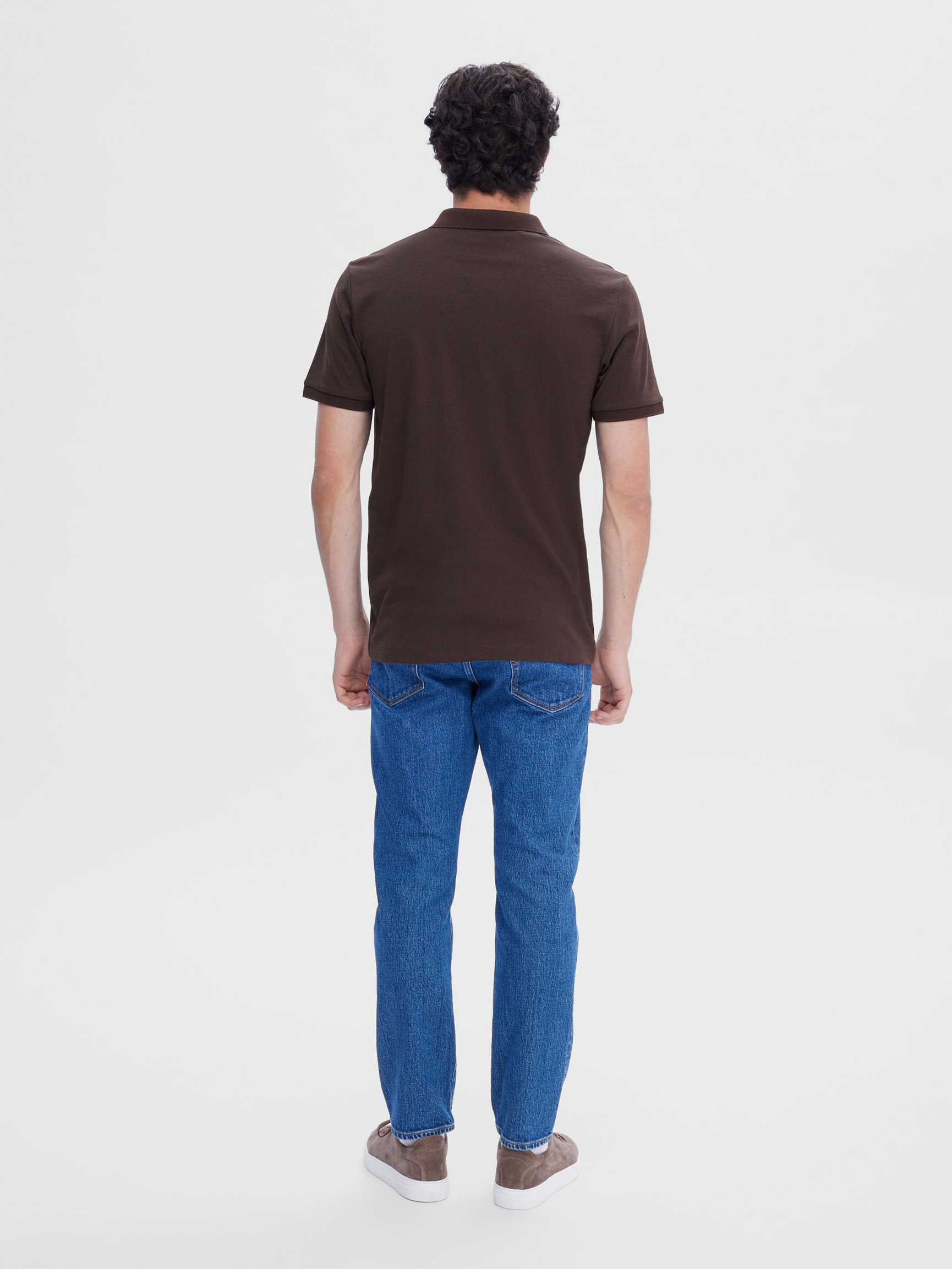 ZIPPER KNITTED POLO SHIRT, Demitasse, highres
