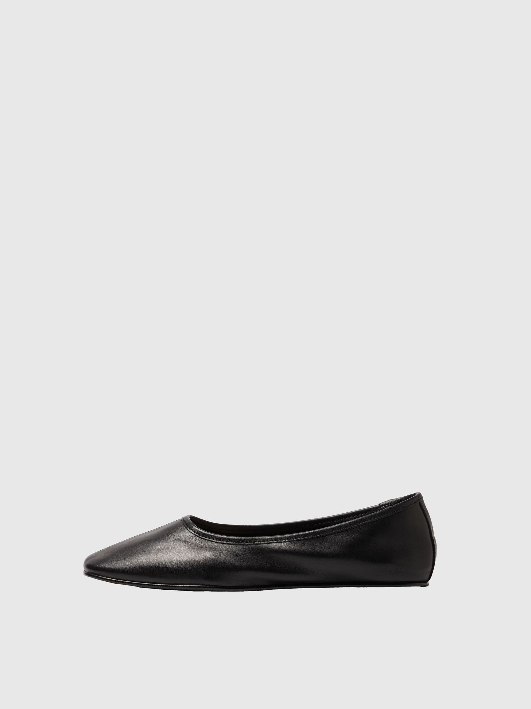 LEATHER BALLET FLATS, Black, highres