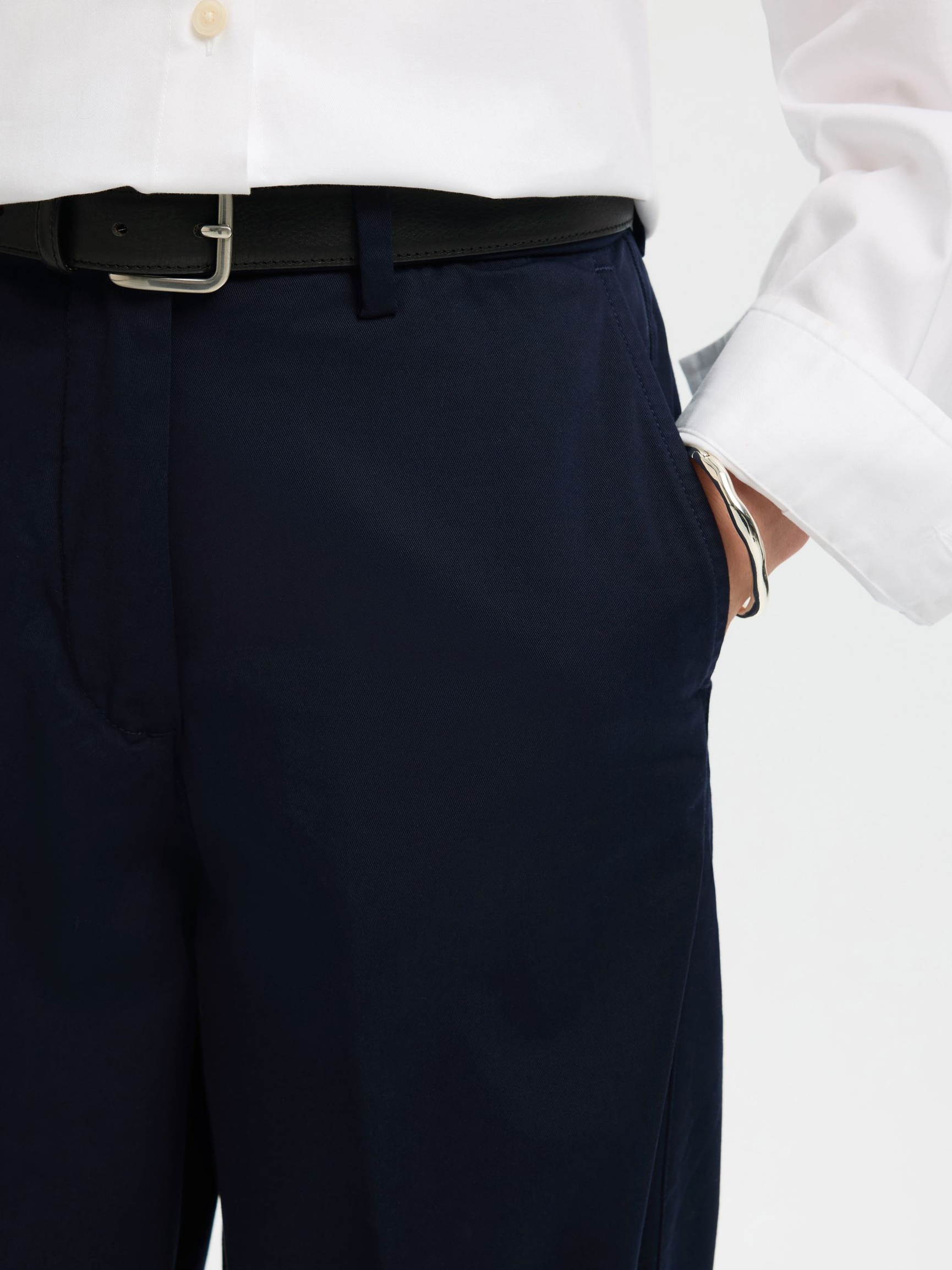 BAUMWOLLMIX WIDE LEG HOSE, Dark Sapphire, highres