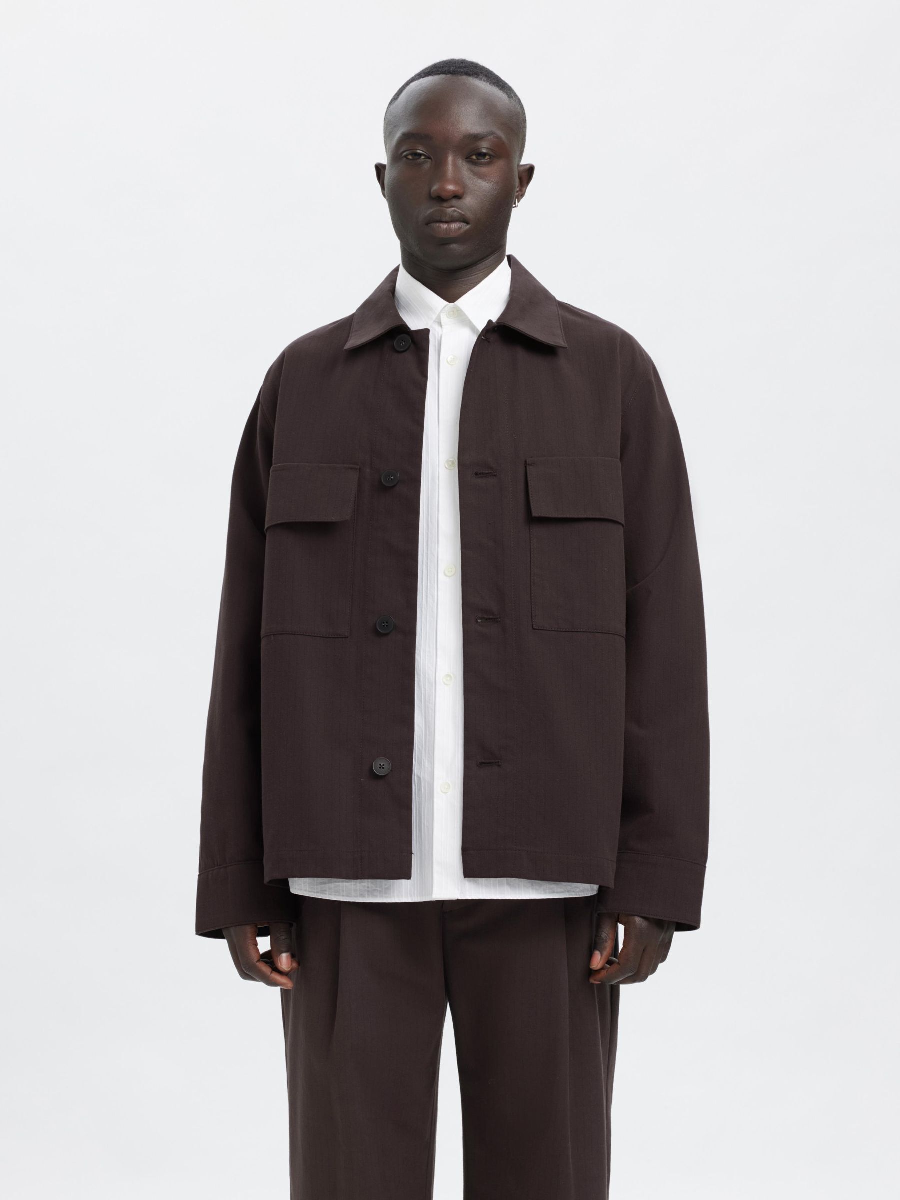 BOXY FIT OVERSHIRT, Chocolate Torte, highres