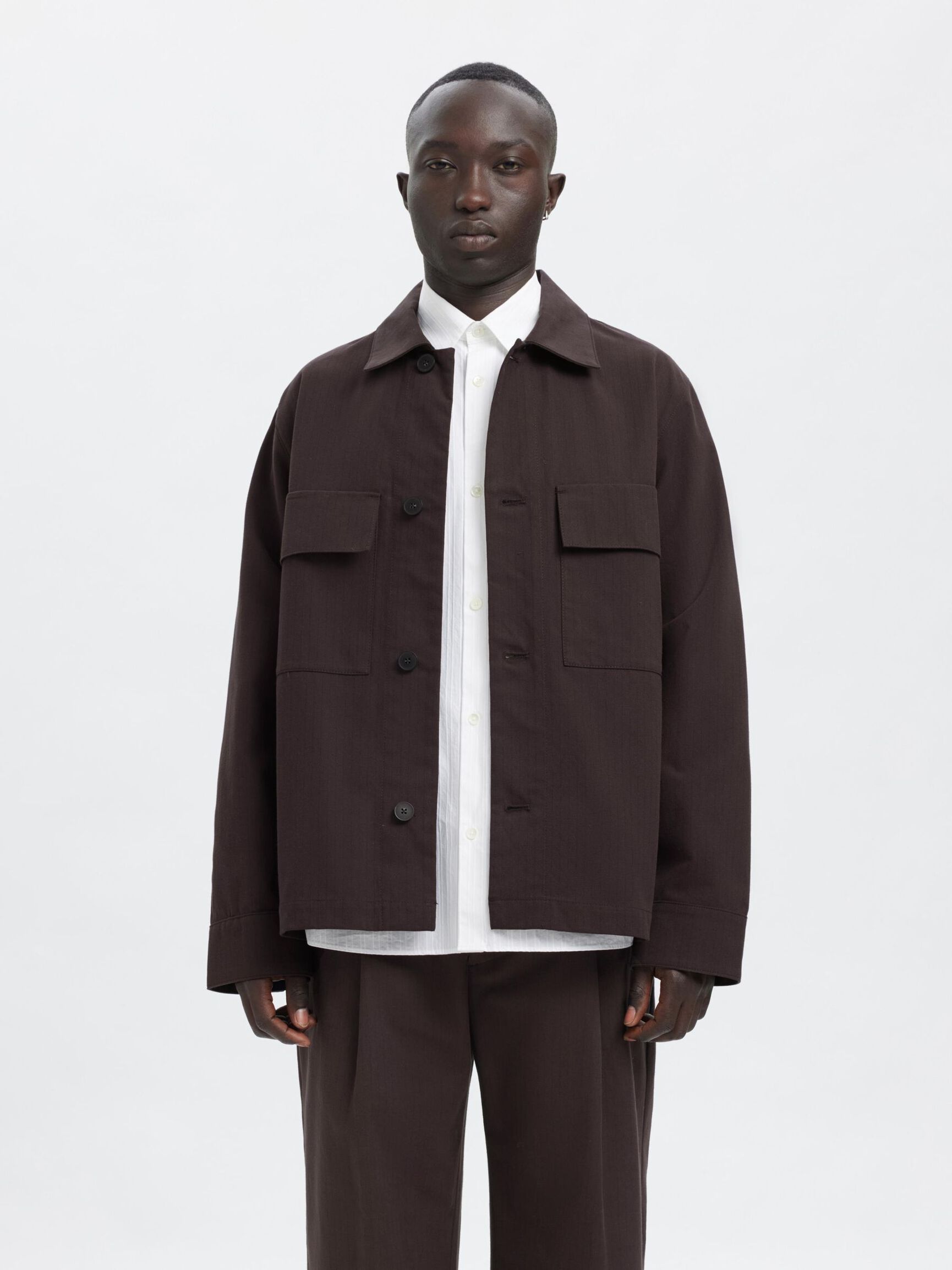 BOXY FIT OVERSHIRT, Chocolate Torte, highres