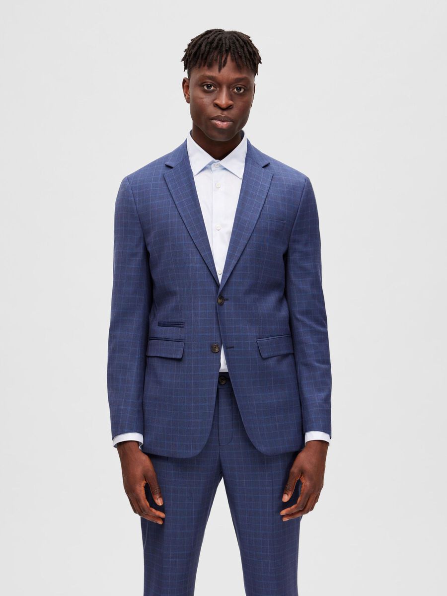 Selected CHECKED BLAZER, Navy Blazer, highres - 16087866_NavyBlazer_1033694_003.jpg