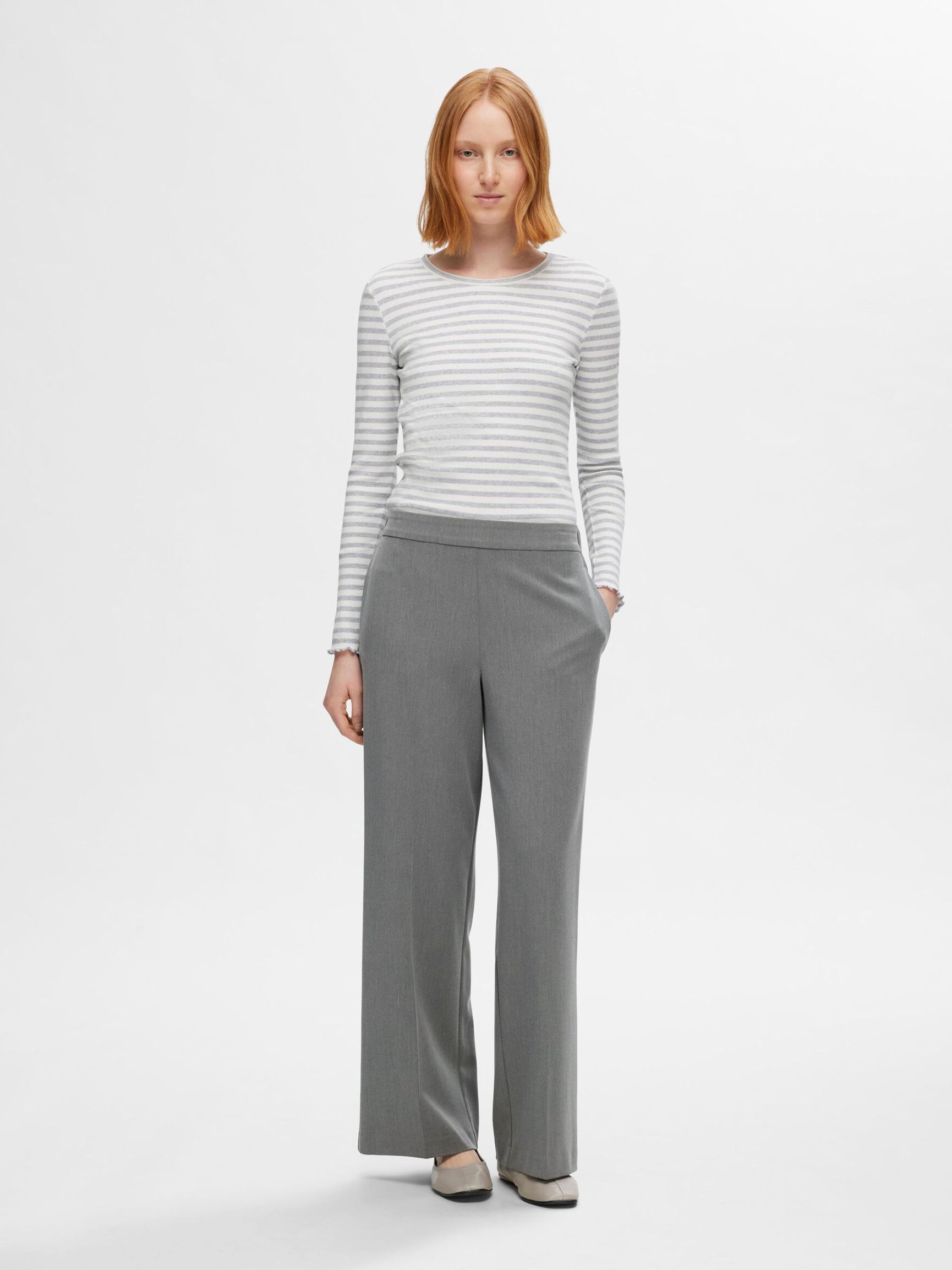 WIDE FIT TROUSERS, Medium Grey Melange, highres