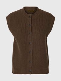 WOOL KNITTED VEST, Turkish Coffee, highres