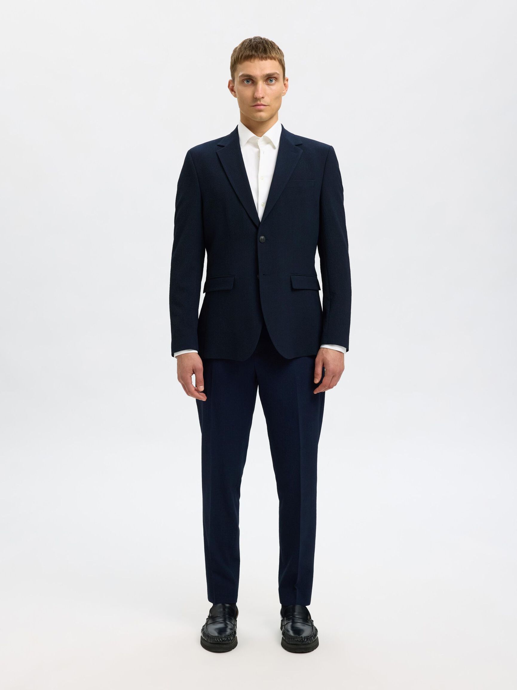 SEERSUCKER SLIM-FIT BLAZER, Dark Navy, highres