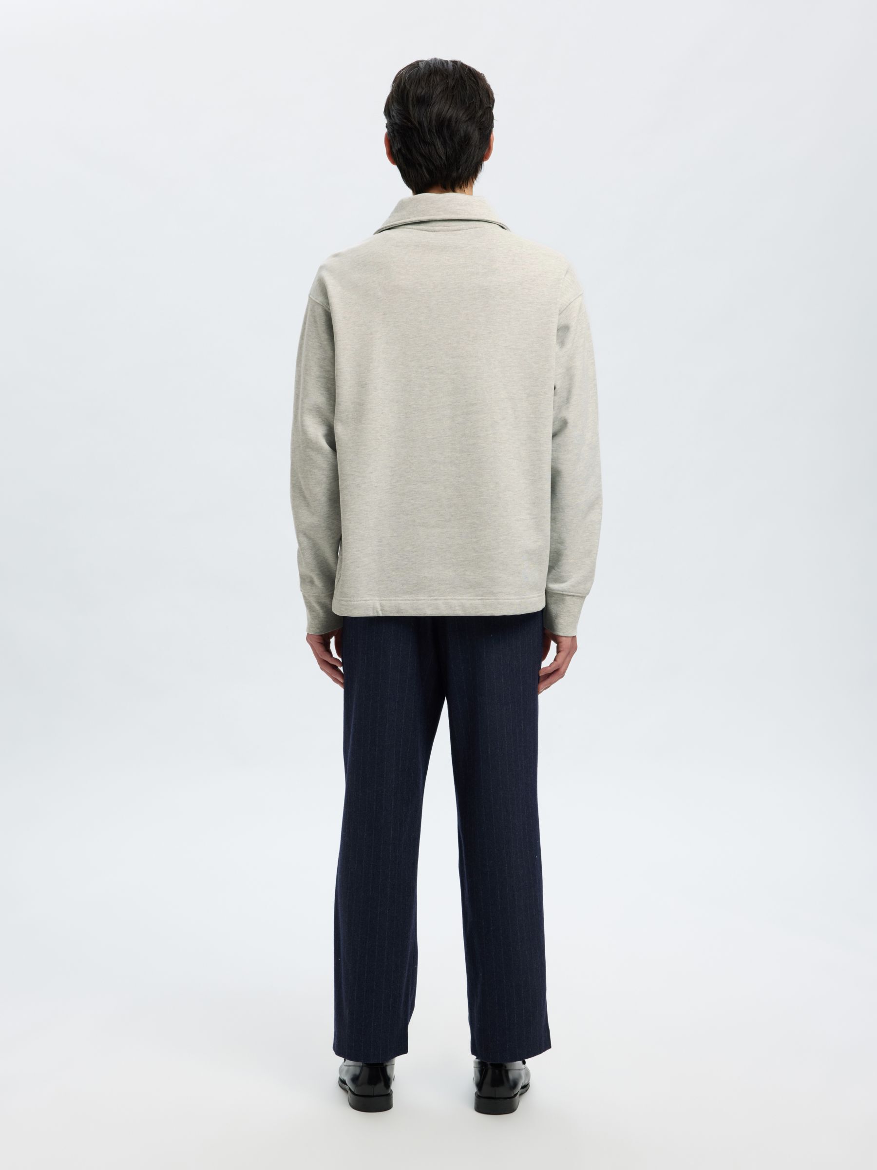 BOMULL SWEATSHIRT MED GLIDELÅS, Light Grey Melange, highres