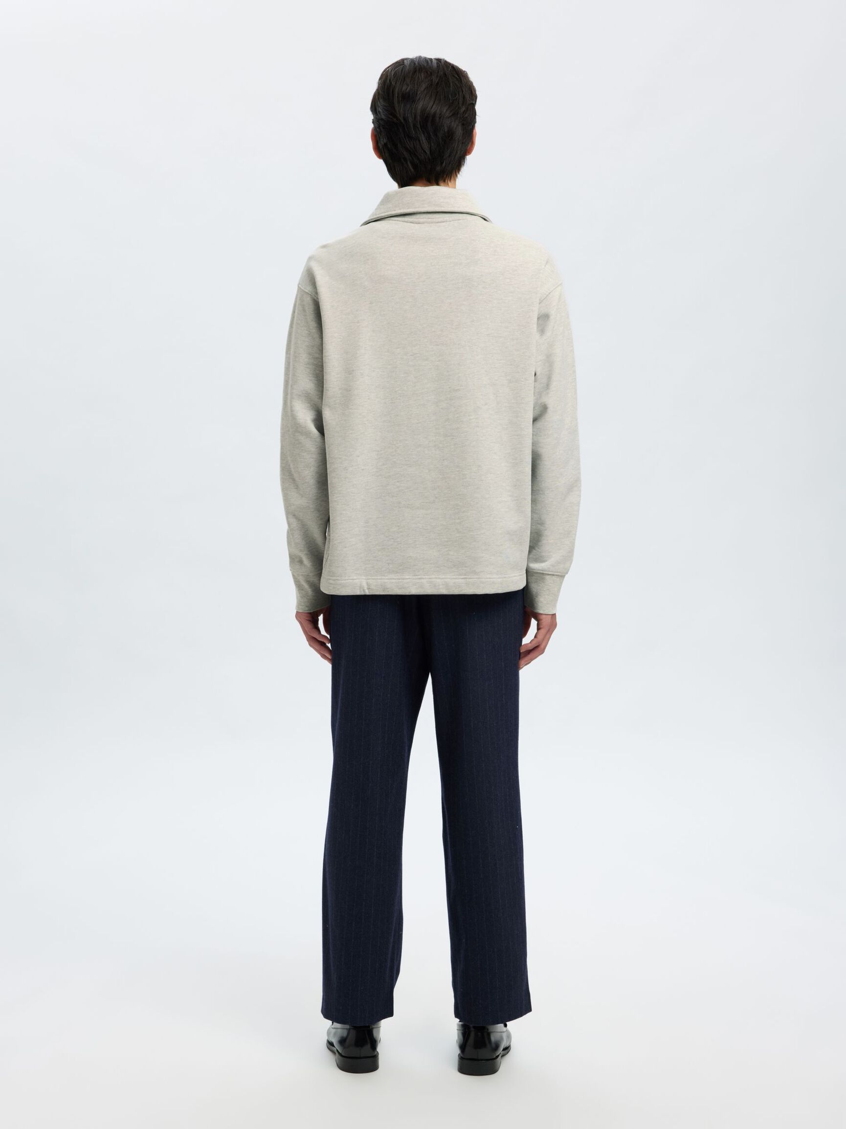 BOMULL SWEATSHIRT MED GLIDELÅS, Light Grey Melange, highres