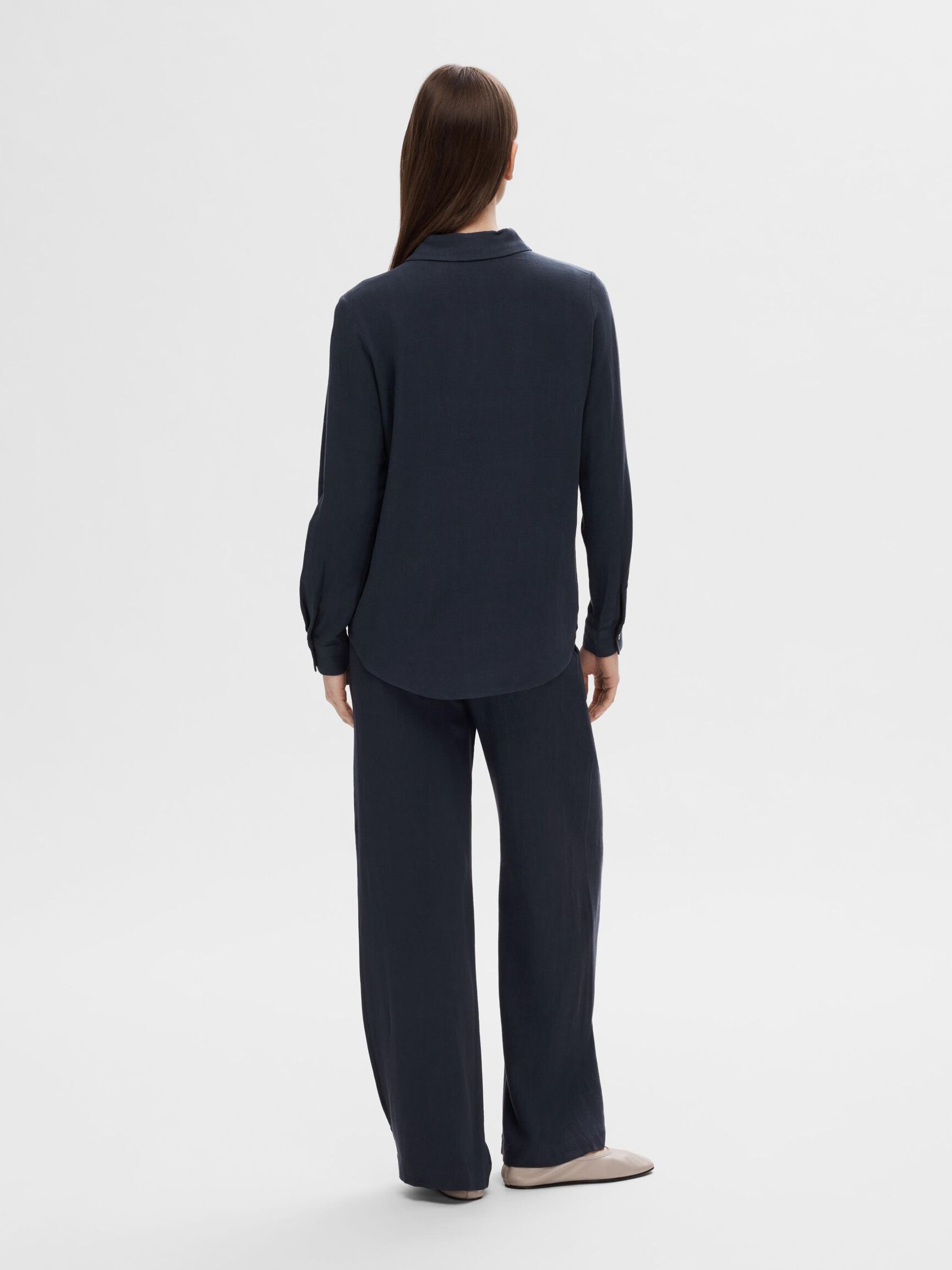 VISCOSE BLEND SHIRT, Dark Sapphire, highres