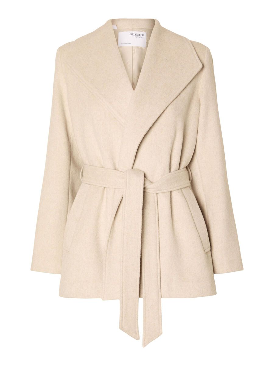 Selected BELTED WOOL BLEND COAT, Sandshell, highres - 16092392_Sandshell_1077505_001.jpg