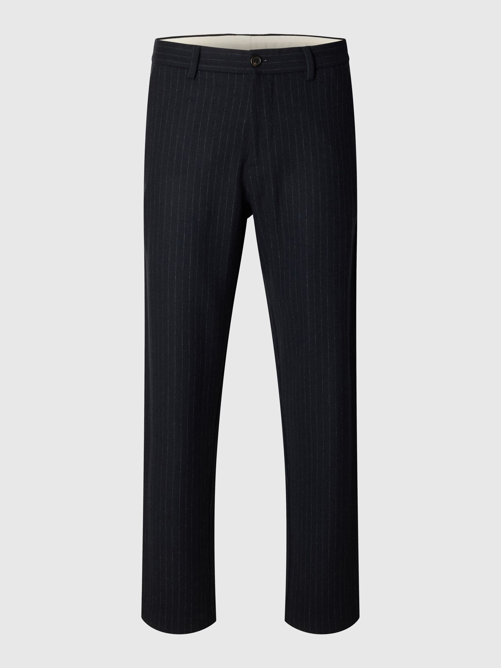 WOOL BLEND TAPERED TROUSERS, Dark Navy, highres