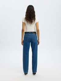 MID WAIST STRAIGHT FIT JEANS, Medium Blue Denim, highres