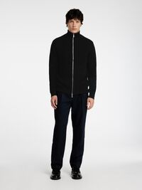 HØY HALS MED GLIDELÅS STRIKKET CARDIGAN, Black, highres