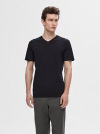 V-NECK T-SHIRT, Black, highres