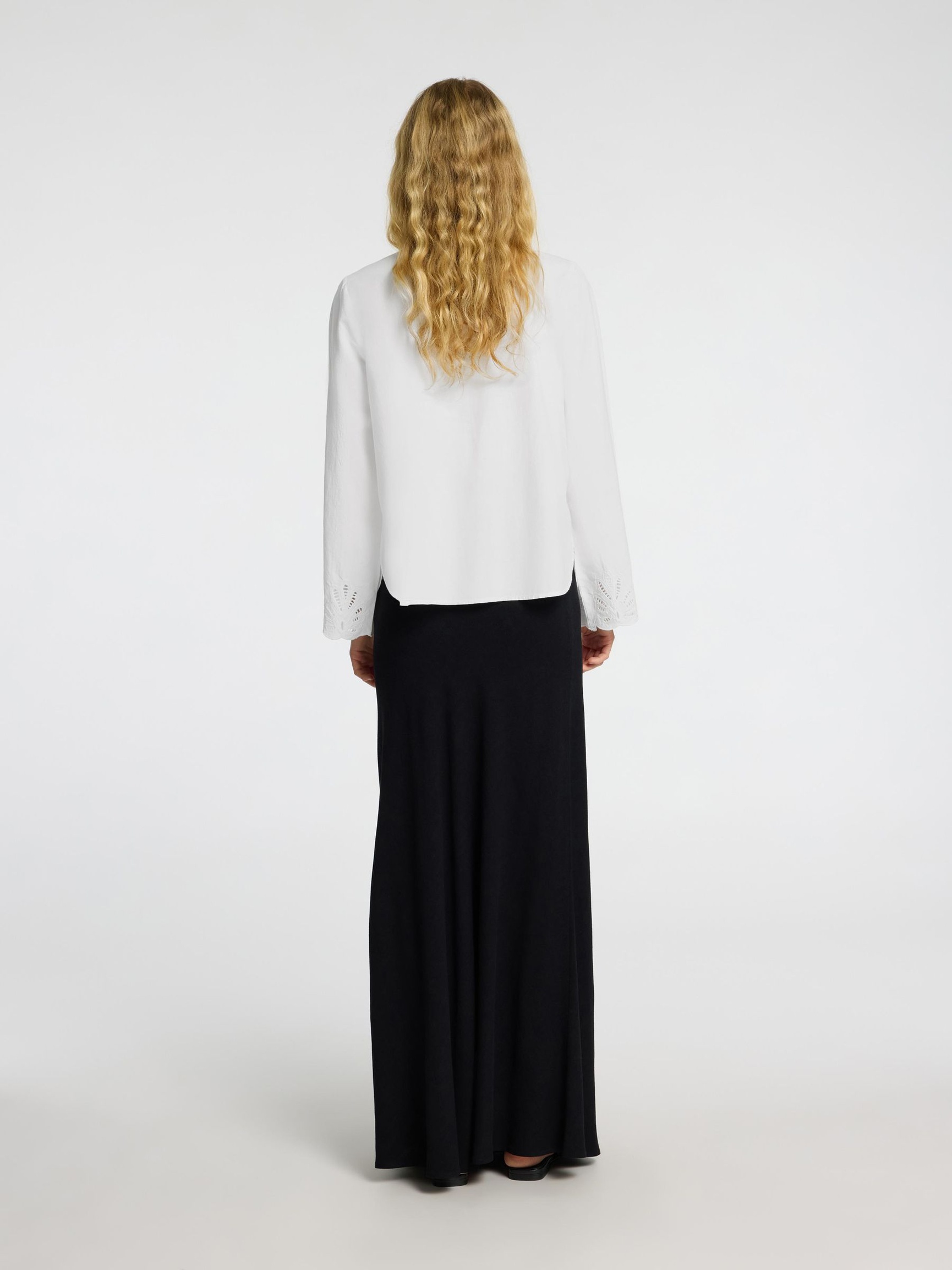 BRODERIE ANGLAISE OVERHEMD MET LANGE MOUWEN, Bright White, highres