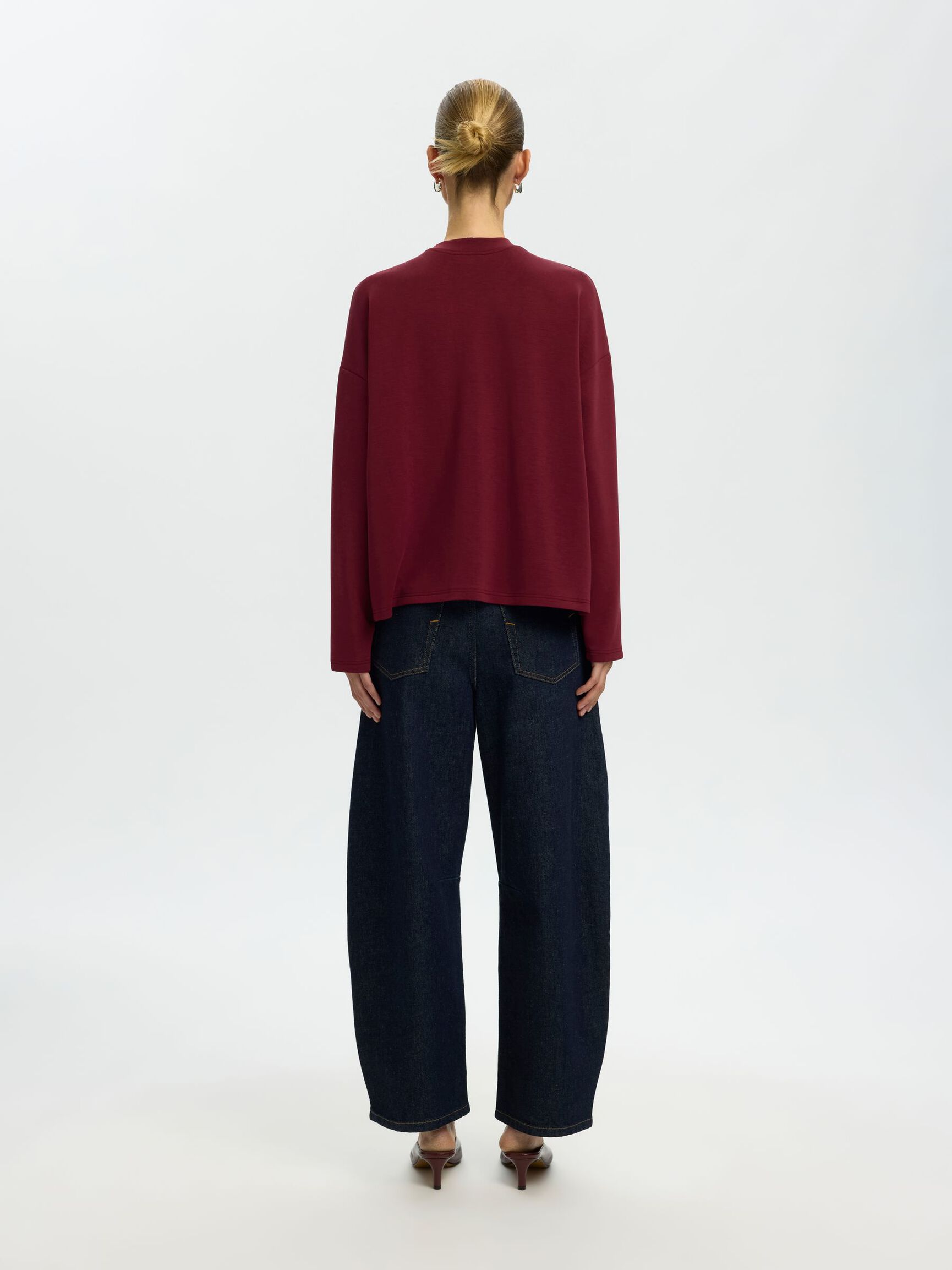 OVERSIZED LONG SLEEVED TOP, Tawny Port, highres
